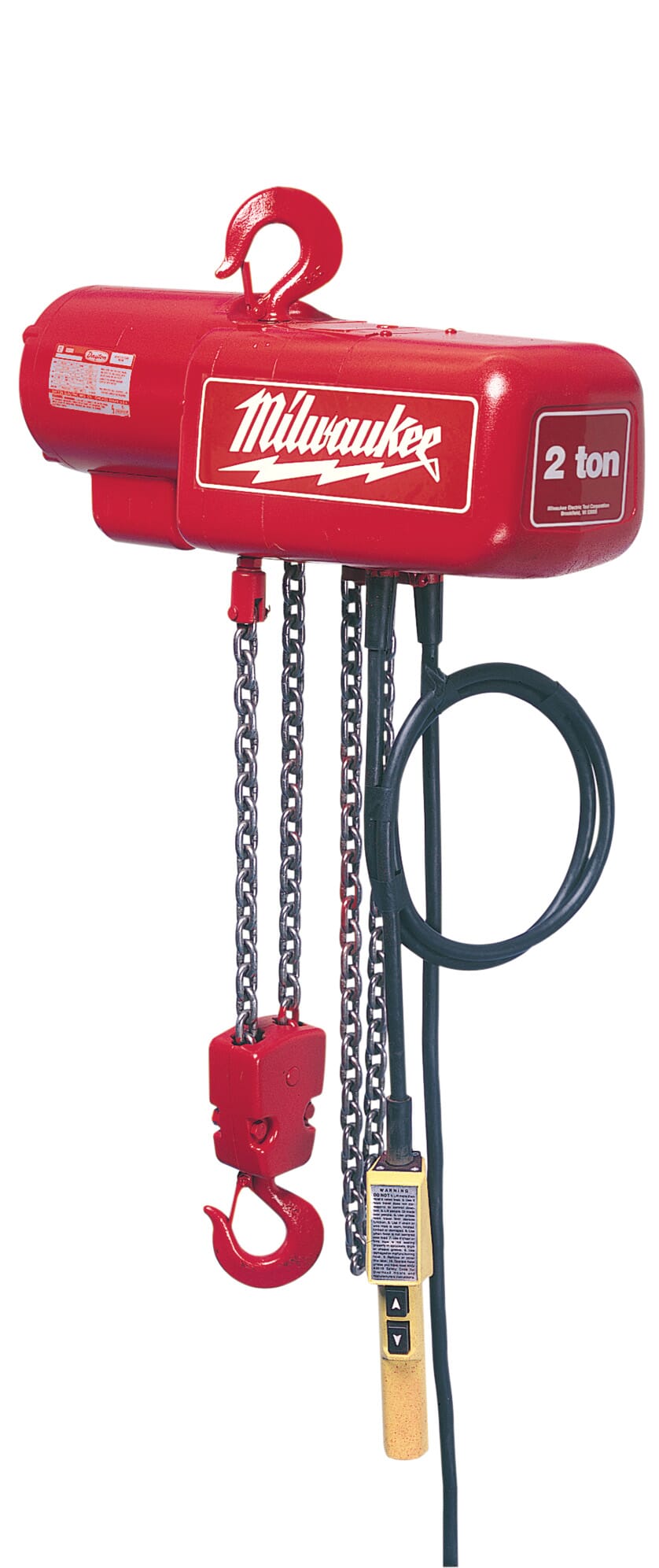 Milwaukee® 9570 1-Phase Lightweight Electric Chain Hoist, 2 ton Load, 10 ft H Lifting, 1 hp Power Rating, 115 to 230 VAC
